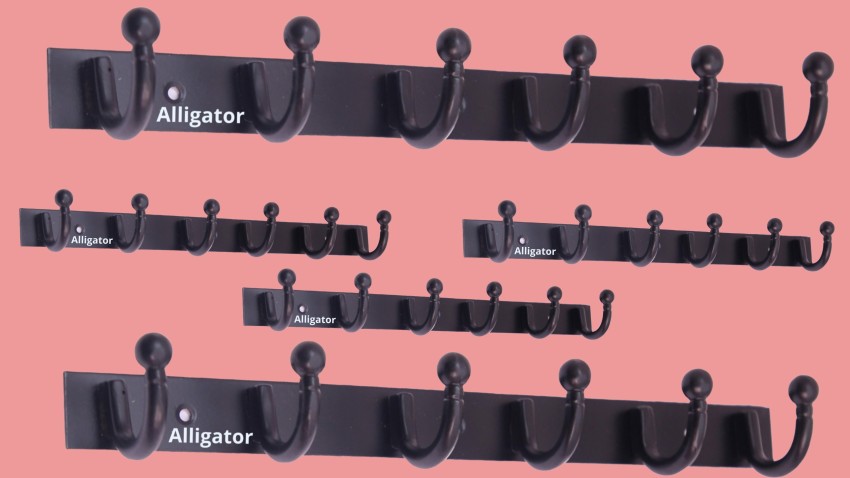 Alligator Black Goli SS 6 Pin Hanger Wall Door Hooks For Hanging keys,Cloth  (5 Pcs.) Hook Rail 6 Price in India - Buy Alligator Black Goli SS 6 Pin Hanger  Wall Door