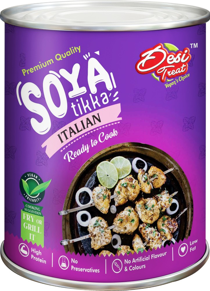 Desi Treat Soya Tikka with Italian Herbs (Ready to Cook), 800g at