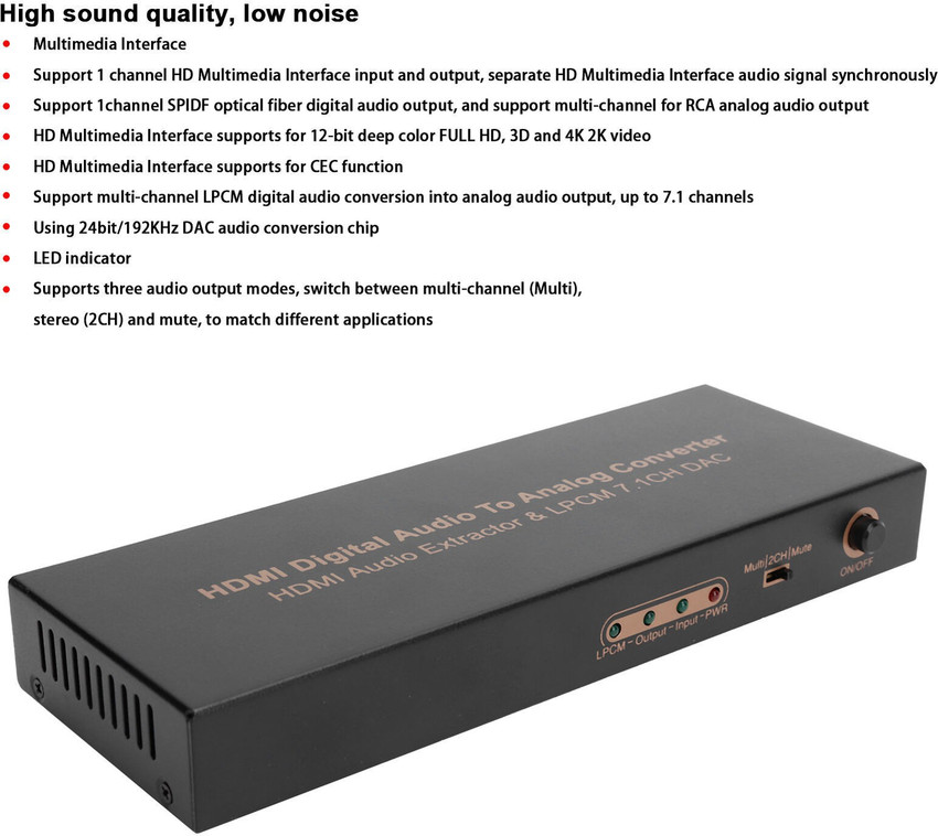microware 4K HD HDMI 7.1 Audio Converter HDMI 7.1CH Digital LPCM