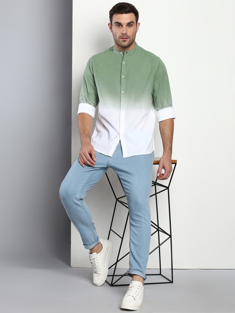 oquent Men Dyed/Ombre, Embellished Casual White Shirt - Buy oquent Men  Dyed/Ombre, Embellished Casual White Shirt Online at Best Prices in India