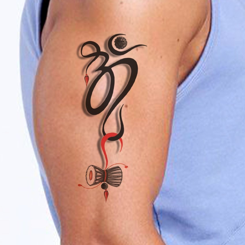 Ring with Damru Tattoo Om and Rudraksh Temporary Body Tattoo   Temporarytattoowala