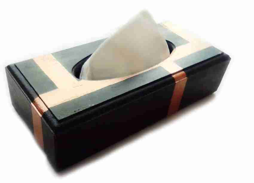 Amrutkala Wooden Hand Painted Fancy Tissue Box Brown Analog