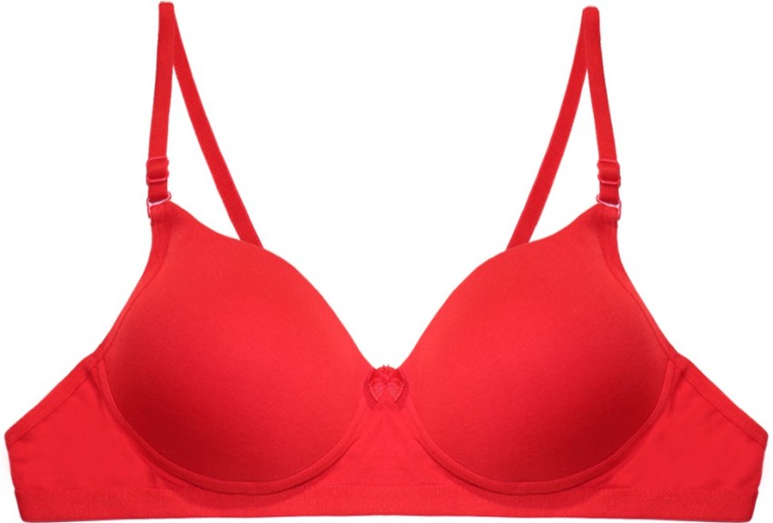 Deevaz Combo of 3 Non-Padded Cotton Rich Sports Bra In Burgundy, Red & Pink  Colour Detailing.