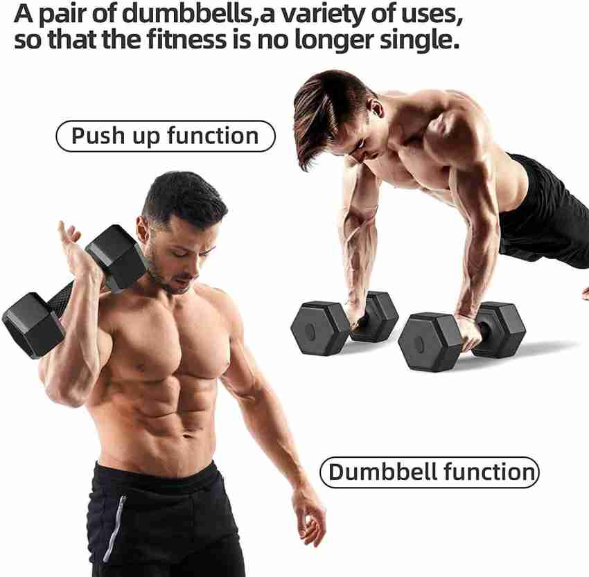 KSF Hexa Black PVC 5KG Hexa Dumbbell Set 1 Pair Hex Dumbbells