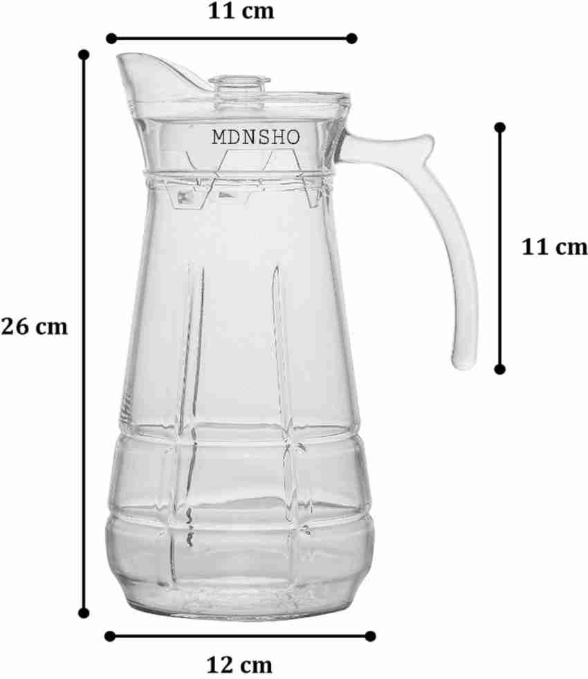Crystal Carved Glass Water Jug with 6 Pieces Tumbler Set ( 1.7 L Jug / 278  ml Glasses )