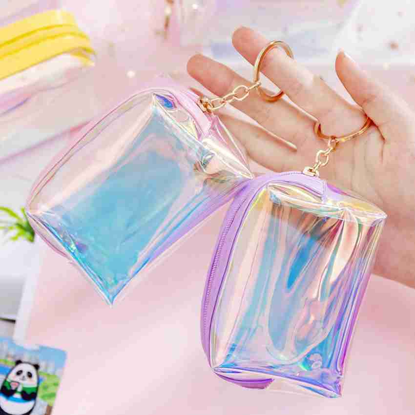 uniqueexpo Set of 1 Metallic Transparent Water Coin Pouch Flower