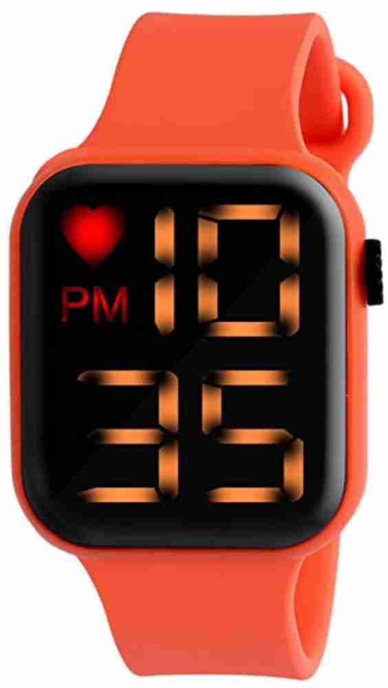 Orange digital on sale watch