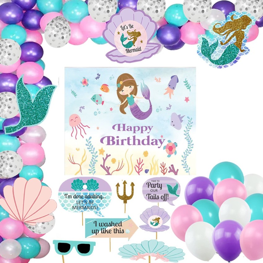 Theme My Party Mermaid Theme Party Decorations, Banner Balloons, Under The  Sea Decor 12 Price in India - Buy Theme My Party Mermaid Theme Party  Decorations, Banner Balloons, Under The Sea Decor