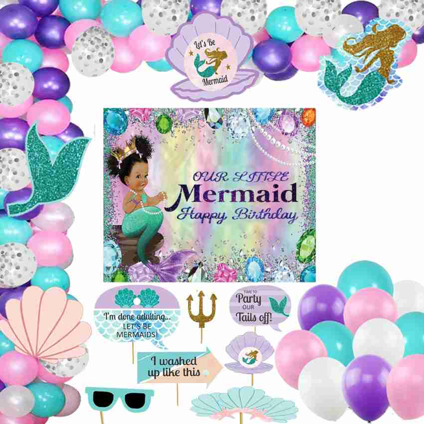 Theme My Party Mermaid Theme Party Decorations, Banner Balloons
