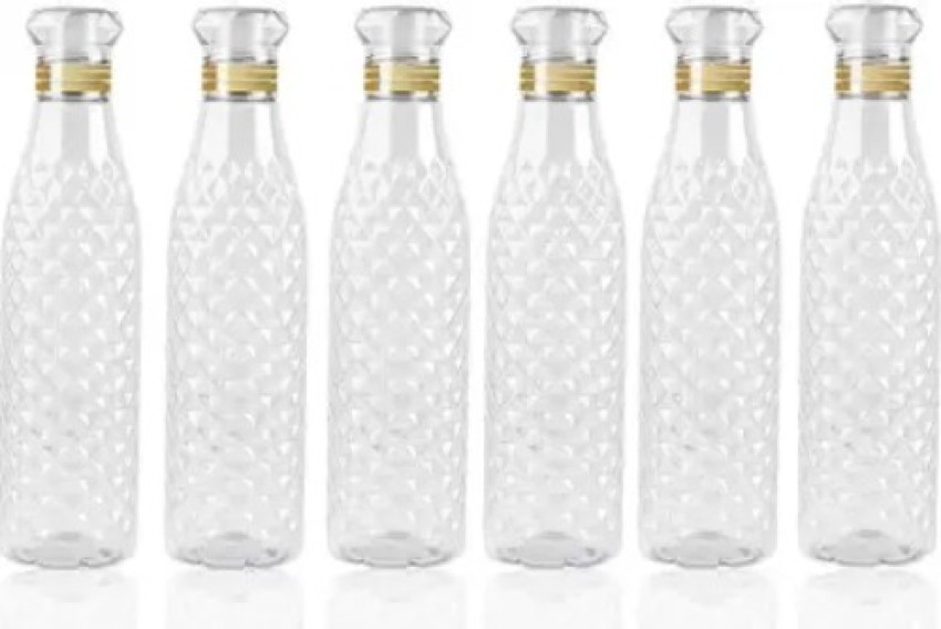 Plastic Crystal Clear Unbreakable Water Bottle for Fridge - Pack of 6 (1000  ml)