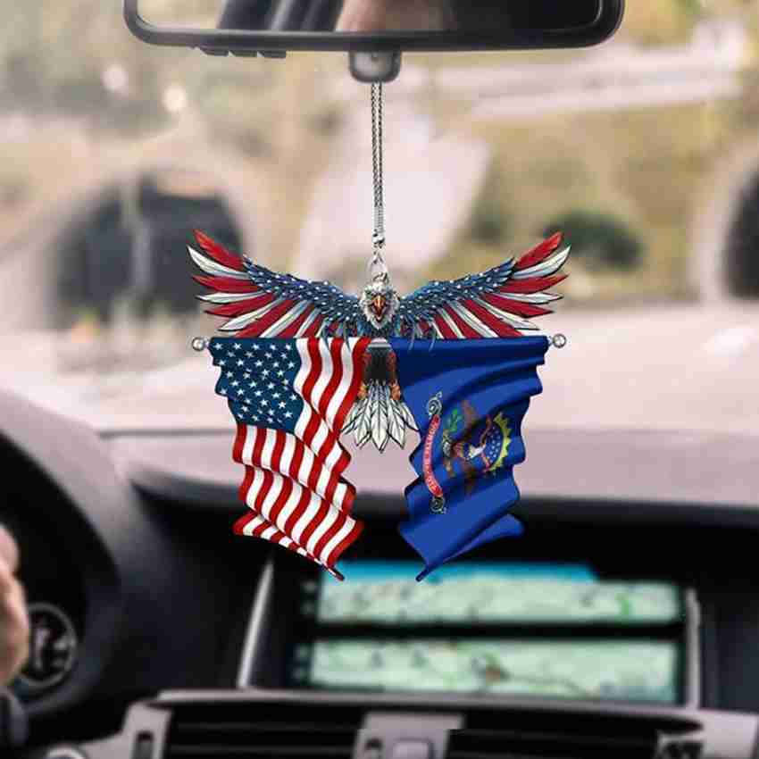 Print Well printed designer US flag Car Hanging Ornament Price in