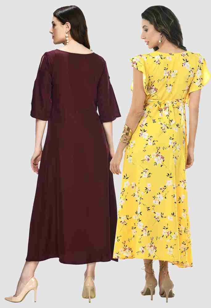 Maroon and yellow dress 2025