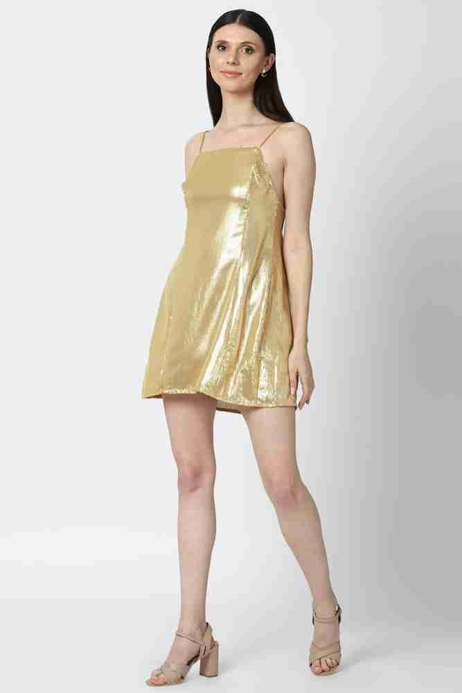 FOREVER 21 Women A line Gold Dress Buy FOREVER 21 Women A line
