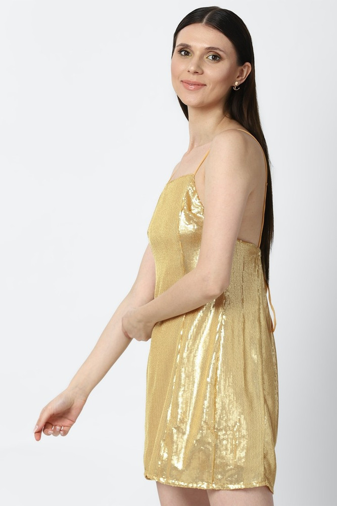 FOREVER 21 Women A line Gold Dress Buy FOREVER 21 Women A line