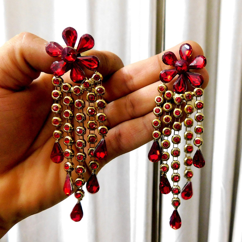 Red sales wedding earrings