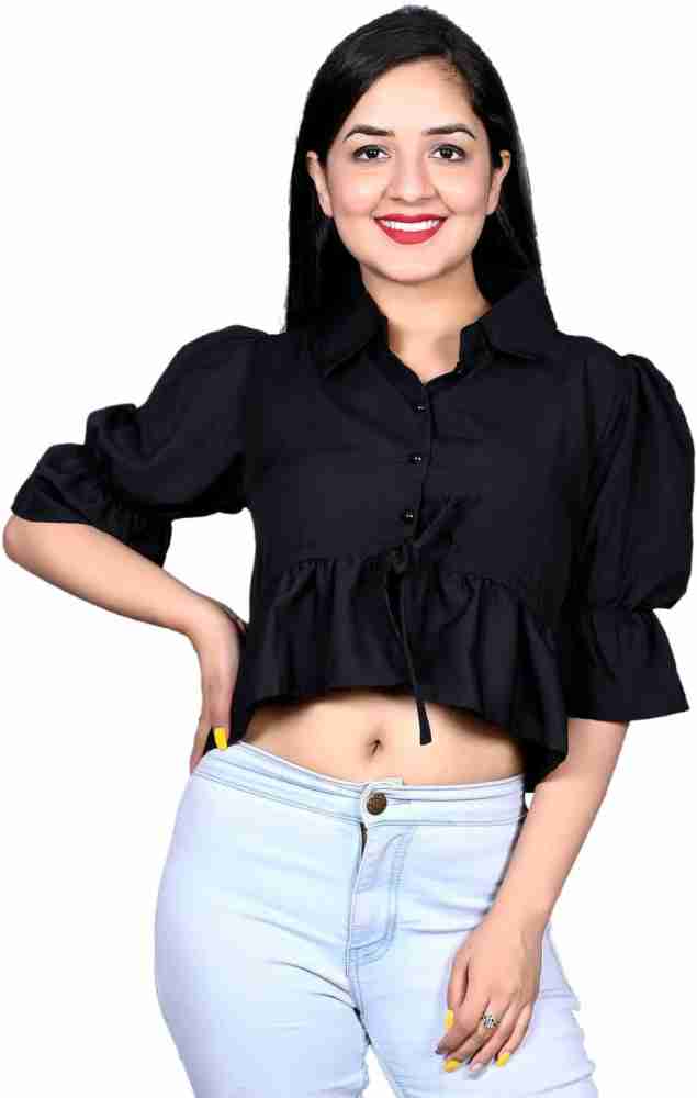 Crepe Girls Short Crop Tops, White at Rs 150/piece in New Delhi