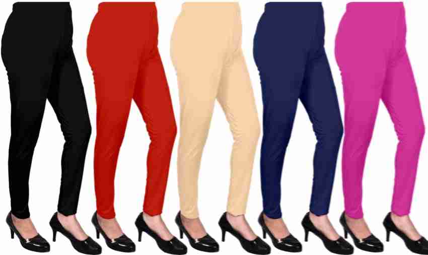LUX LYRA Women's Cotton Ankle Length Leggings (Multicolour, Free Size)-  Pack of 5 Pieces : : Fashion
