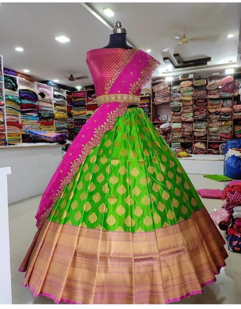 Azad Sarees Self Design Semi Stitched Lehenga Choli - Buy Azad Sarees Self  Design Semi Stitched Lehenga Choli Online at Best Prices in India | Flipkart .com