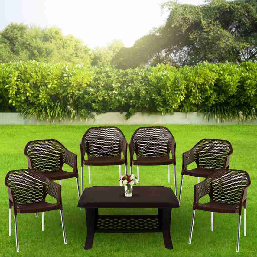 Plastic sofa set with table sales