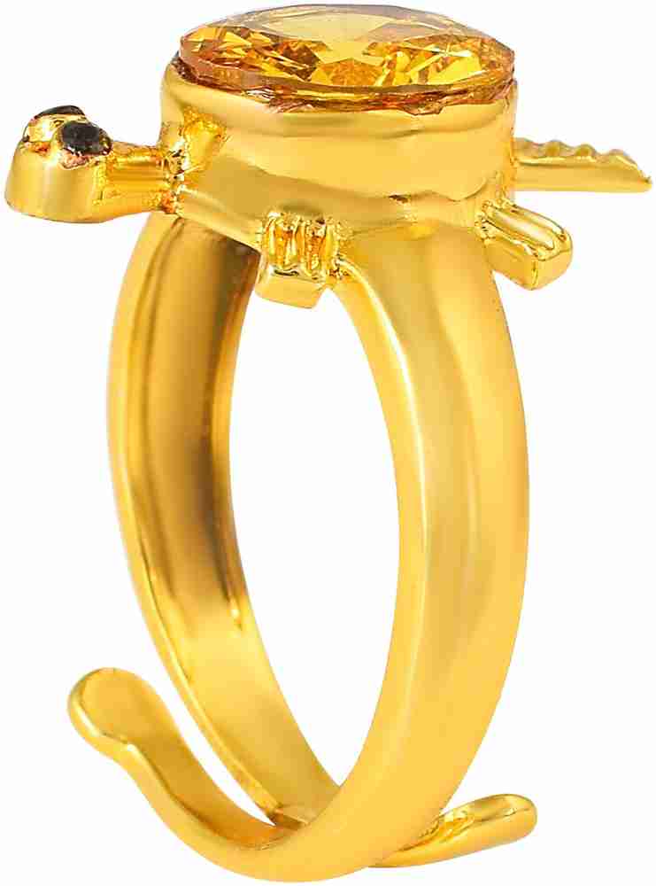 Tortoise ring with clearance yellow sapphire