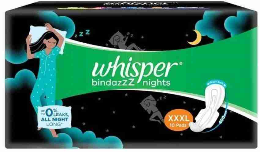 Whisper Ultra Nights XXXL 10 Pads - Bindazz Night Sanitary Pads