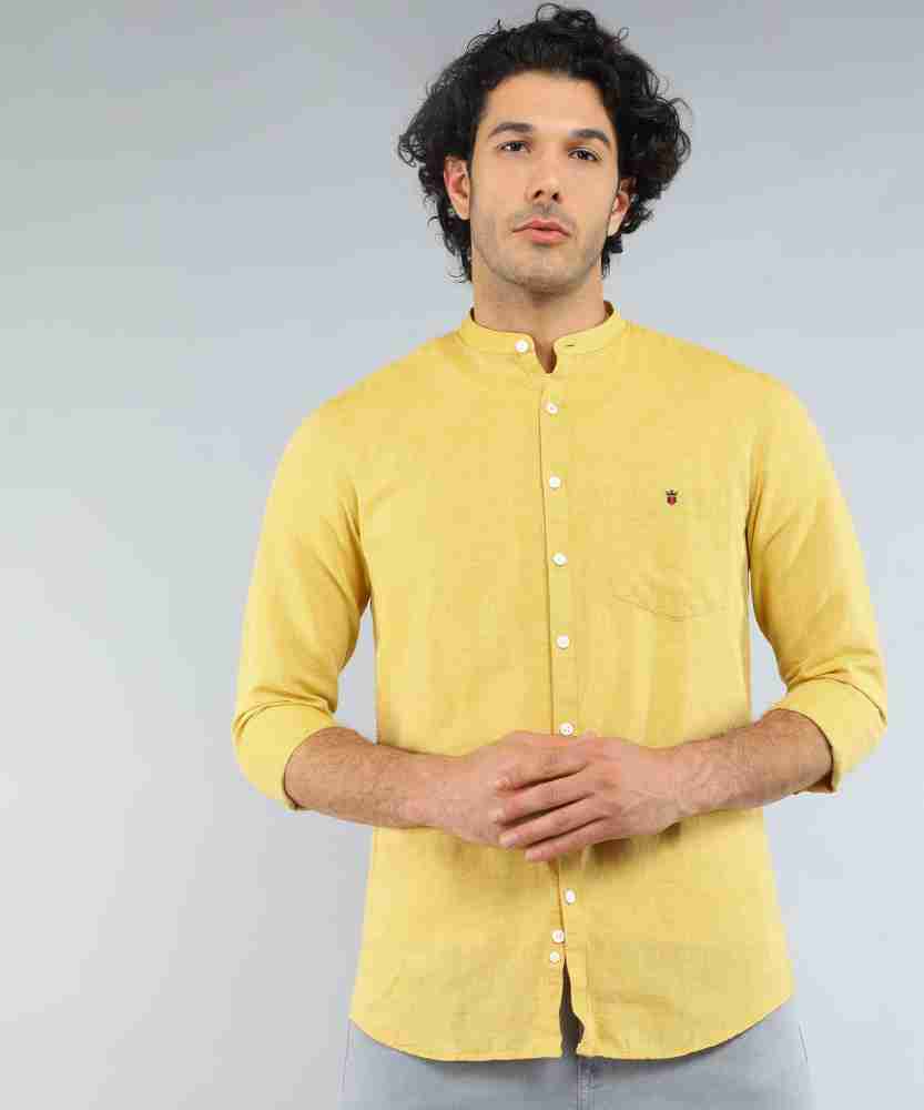 Buy LOUIS PHILIPPE SPORTS Yellow Solid Polyester Cotton Slim Fit