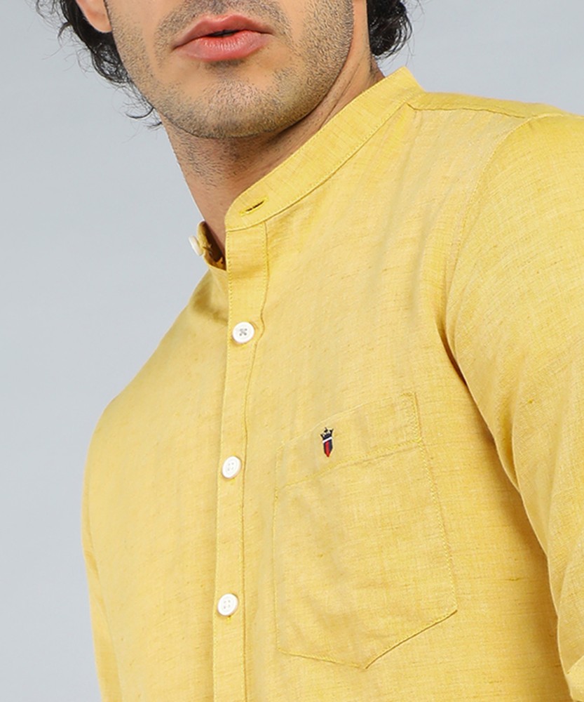 Buy LOUIS PHILIPPE SPORTS Yellow Solid Polyester Cotton Slim Fit