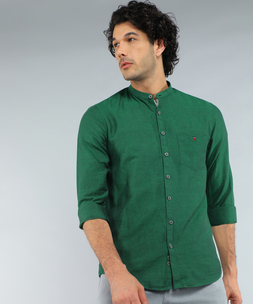 Louis Philippe Sport Men Solid Casual Green Shirt