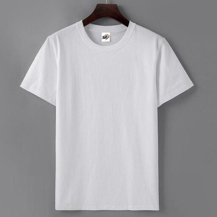 SR Clothing Solid Men Round Neck White T-Shirt - Buy SR Clothing Solid Men  Round Neck White T-Shirt Online at Best Prices in India | Flipkart.com