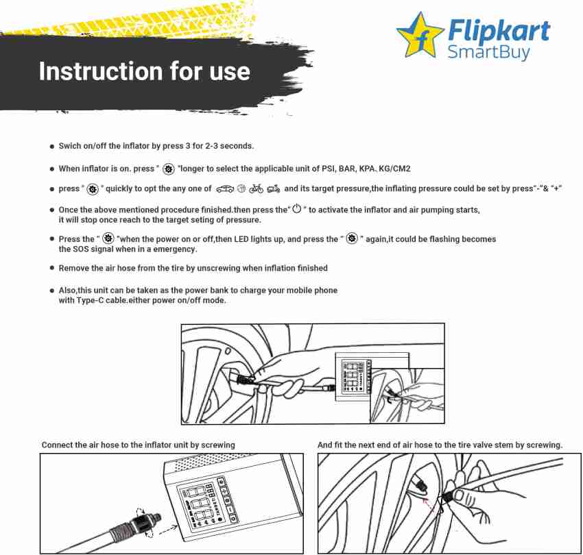 Flipkart tyre deals inflator