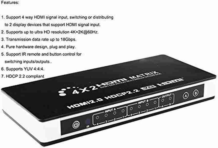 Hdmi 2.0 online matrix 4x2