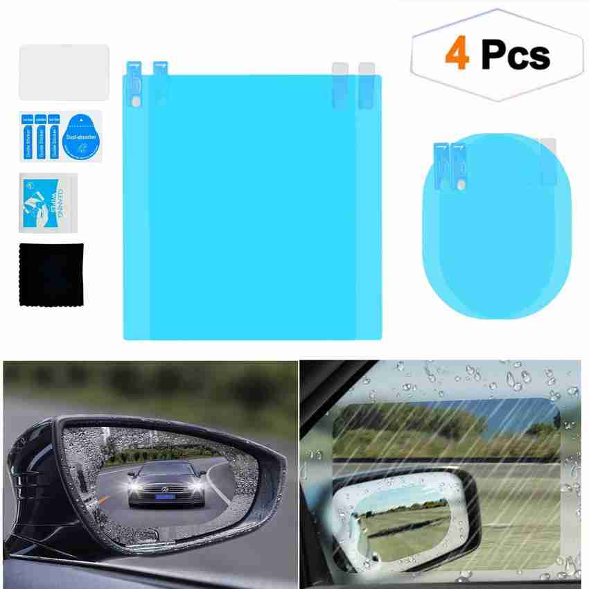 HSR Pack Of 4 Universal Car Accessories Waterproof Anti Water Film Rear View Mirror Car Mirror Rain Blocker