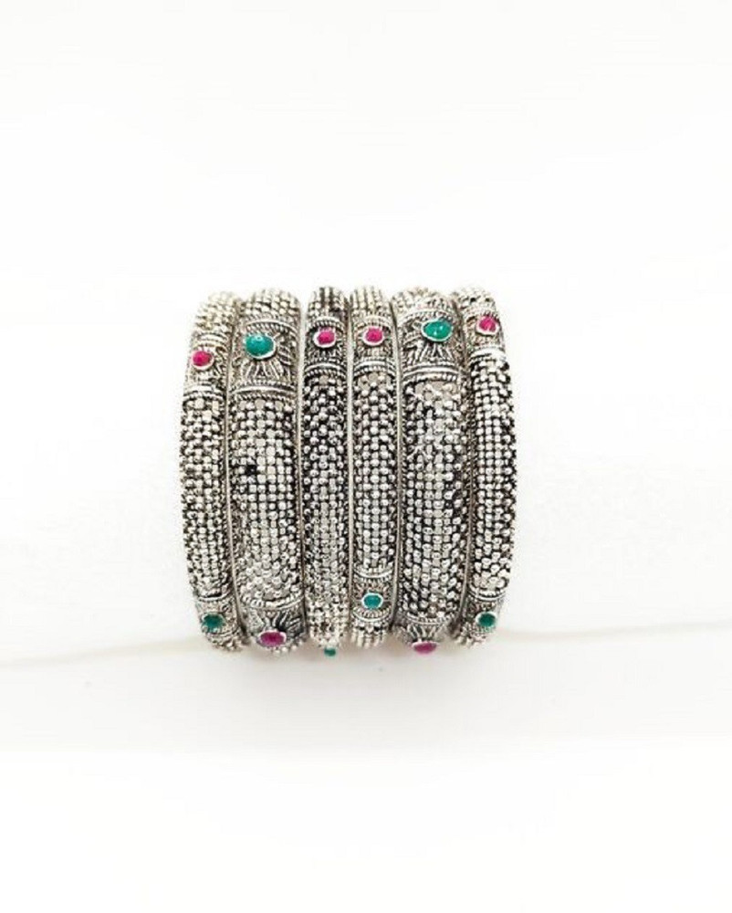 STREET STYLE SHOPPING Brass Silver Bangle Set Price in India Buy