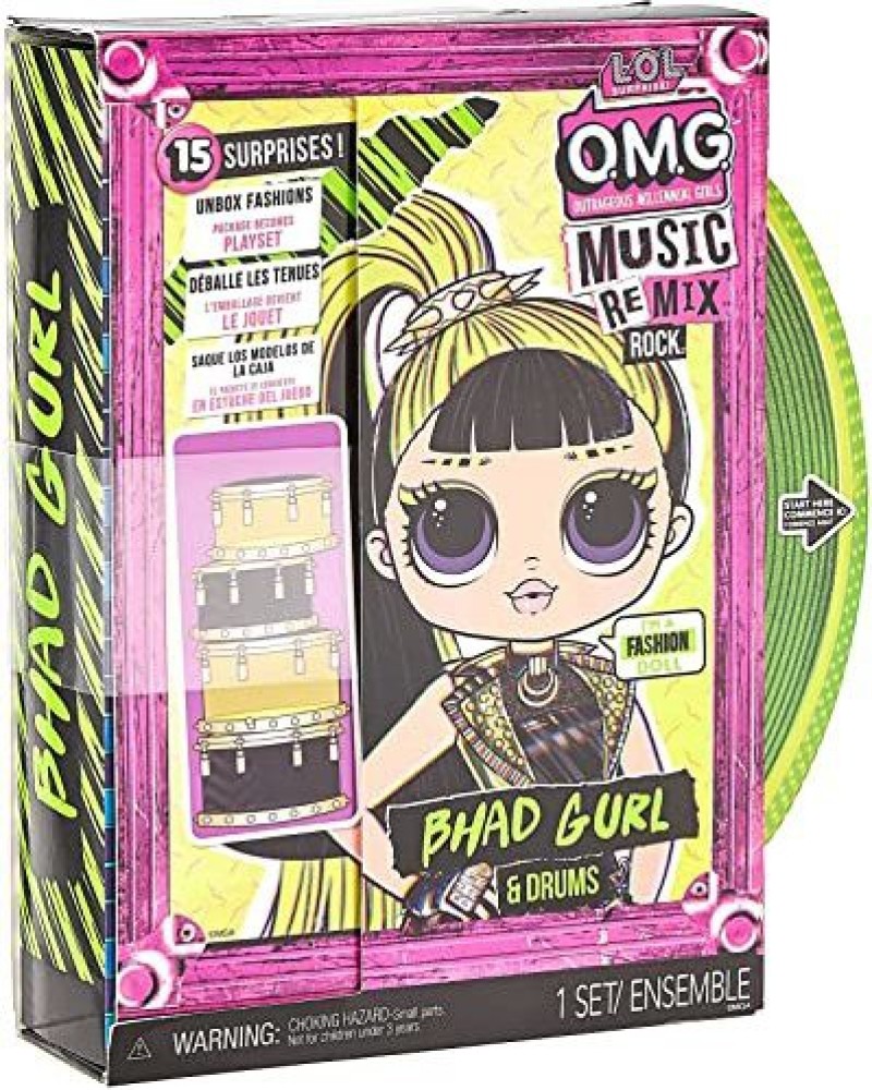 LOL Surprise OMG Remix Rock Bhad Gurl Fashion Doll with 15 Surprises  Including Drums, Outfit - OMG Remix Rock Bhad Gurl Fashion Doll with 15  Surprises Including Drums, Outfit . Buy Doll