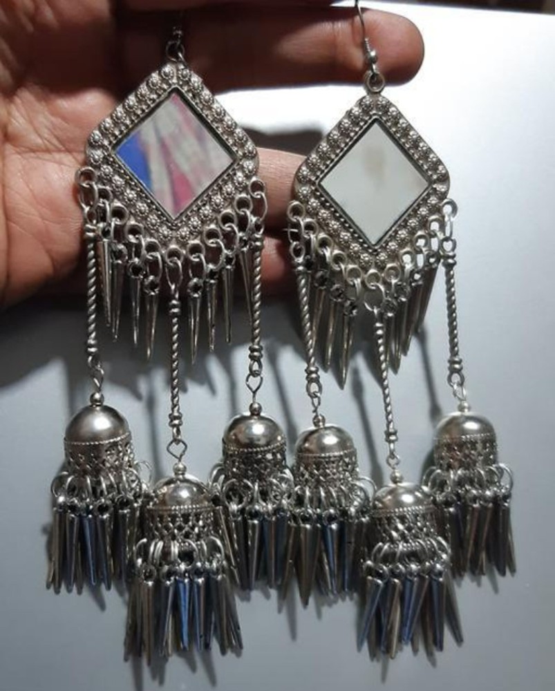 Flipkartcom  Buy GMTIN Metal Oxidised Silver Jhumka Earrings Silver  Jhumki Earring Online at Best Prices in India