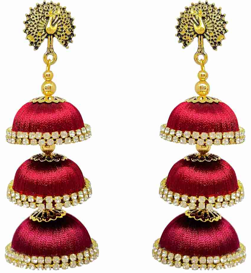 Red silk hot sale thread earrings