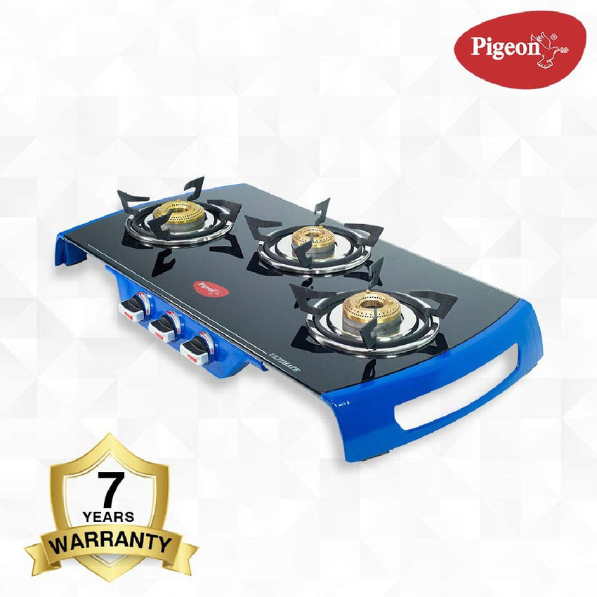 Pigeon Ultimate 3 Burner Gas Stove Glass Manual Gas Stove Price in India Buy Pigeon Ultimate 3 Burner Gas Stove Glass Manual Gas Stove online at Flipkart