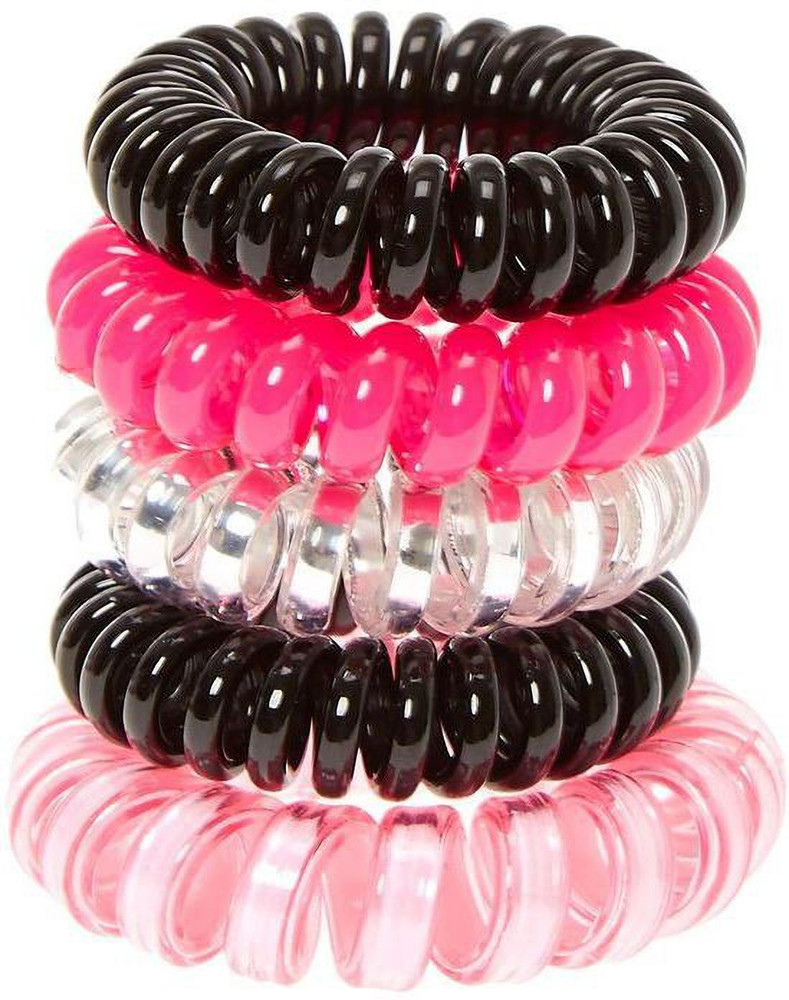 Trendy Club 5 Pcs Elastic Rubber Telephone Wire Spiral Hair Ties