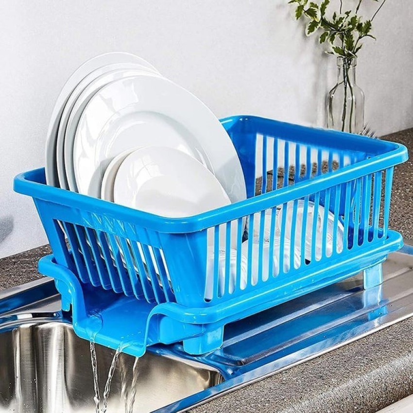 Quickmart Dish Drainer Kitchen Rack Plastic 3 in 1 Large Sink Set