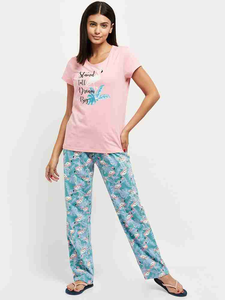 MAX Women Printed Pink Top Pyjama Set Price in India Buy MAX