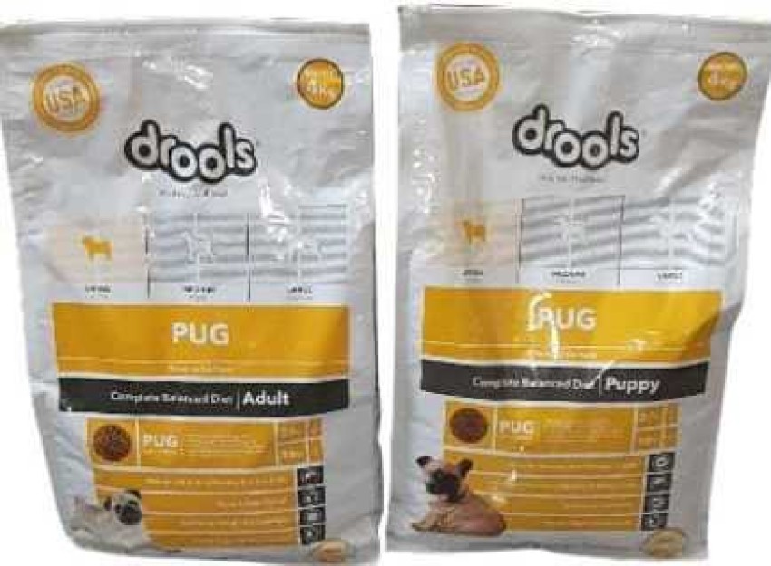 Drools PUG ADULT DOG FOOD PUG PUPPY 4KG PACK OF 2 Chicken 4 kg