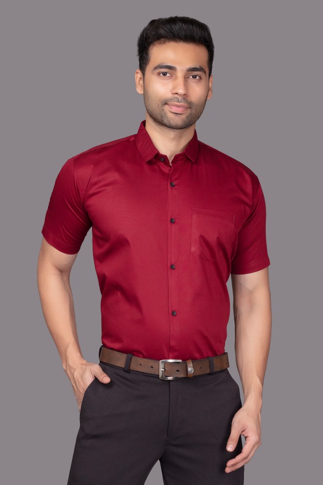 Police Mens Solid Casual Dark Blue Maroon Shirt Pack of 2  Amazonin  Clothing  Accessories