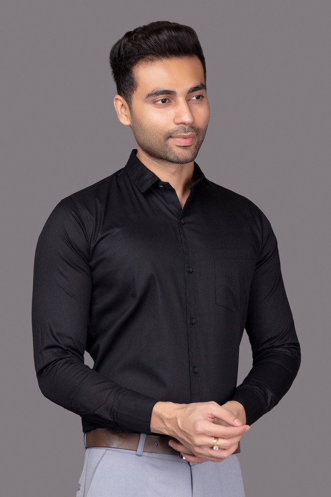 Plain black 2025 shirt formal