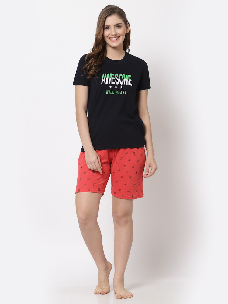 Shyam Sons FLAIR Printed Women Red Bermuda Shorts Buy Shyam Sons
