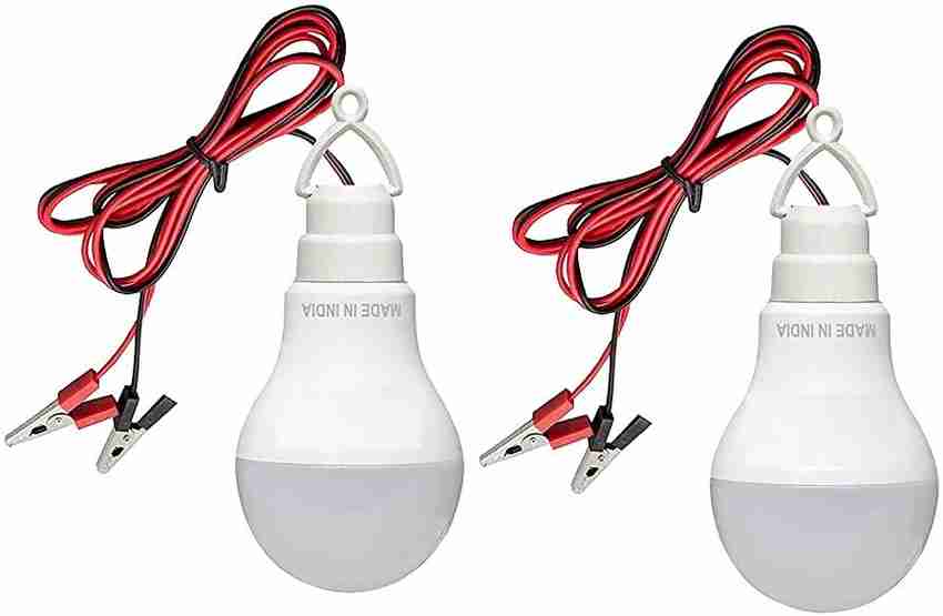 Ankirun 12V DC 9 Watts LED Bulb with Alligator Clips White Pack