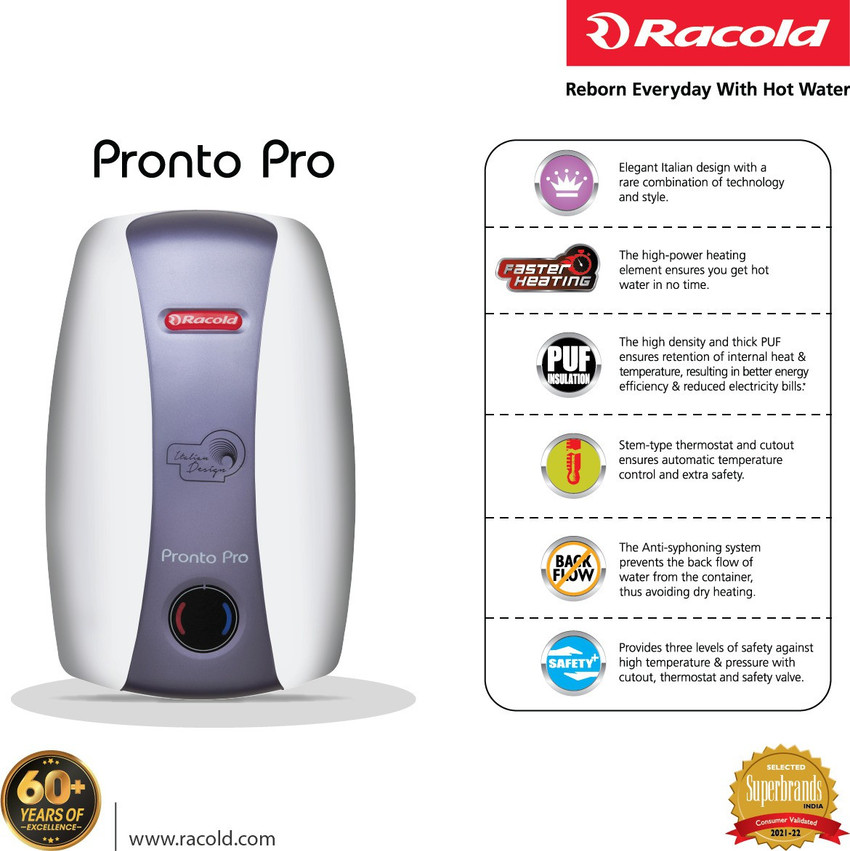 Racold Geyser Racold Pronto Neo Litre Tankless Water Racold Gas