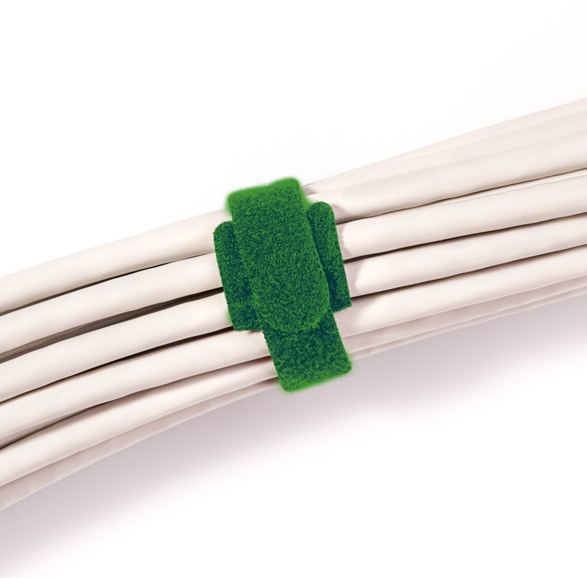 Velcro Cable Ties, 7 Inch x 3/4 Inch - Green - 10 Pack