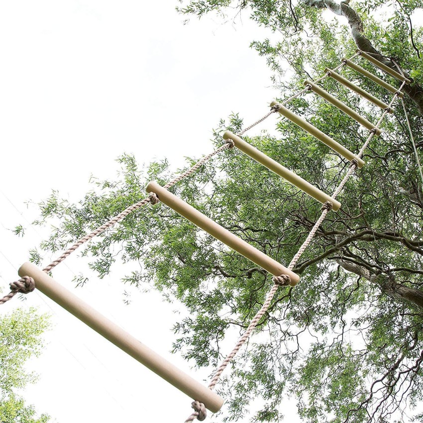 Reznor Hanging Rope Wooden Ladder for Kids Indoor Outdoor Play Set