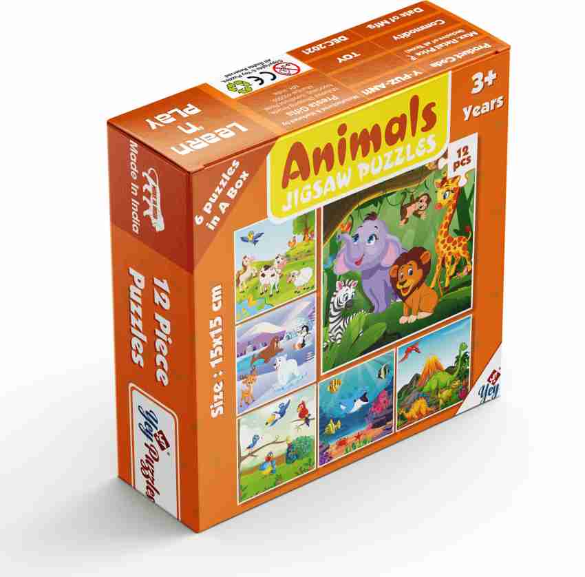 Yey 6 in 1 Animals Jigsaw Puzzles for Kids of Age 3-5 Years-Set of 6 Puzzles  - 6 in 1 Animals Jigsaw Puzzles for Kids of Age 3-5 Years-Set of 6 Puzzles .