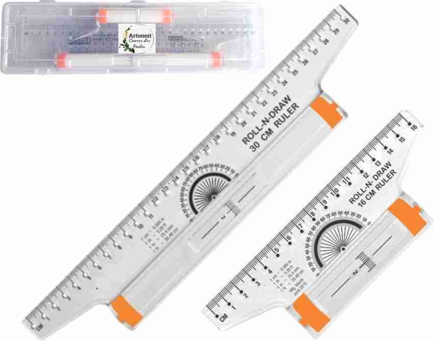 Roll N Draw Ruler - Metric Rolling Ruler - Clear Metric Parallel  Multi-purpose Drawing Rolling Ruler ( Rolling Parallel Ruler )